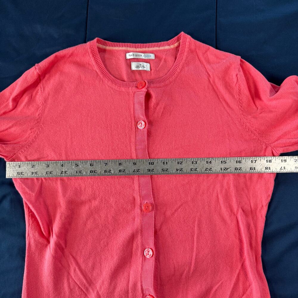 Van Heusen Studio Cardigan Sweater Womens Medium Pink Cotton Button Up - Picture 5 of 7
